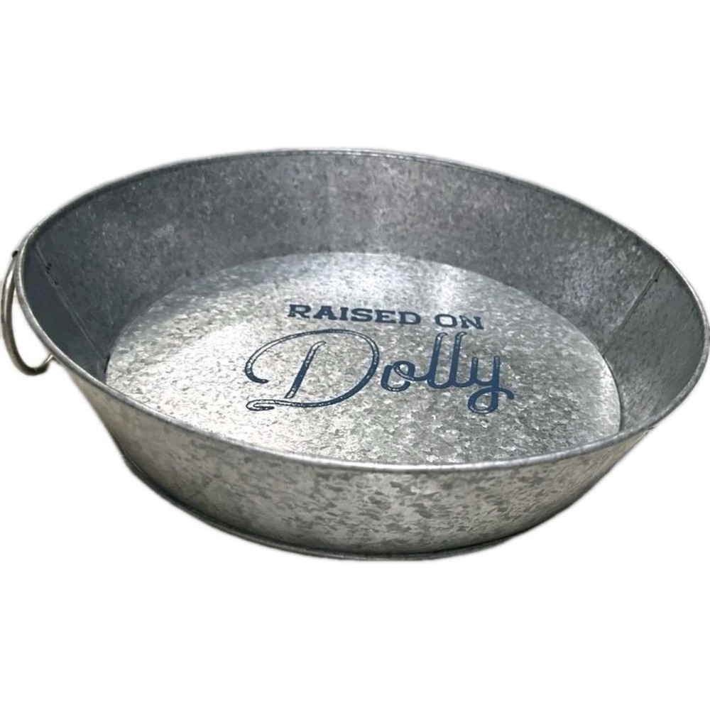 Dolly Parton 14" Galvanized Steel 4" Deep Tray/display Farmhouse Style Rare #838